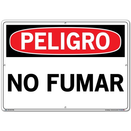 Vestil Aluminum Sign, 14-1/2" Height, 20-1/2" Width, Aluminum, Rectangle, Spanish SI-D-02-E-AL-040-S